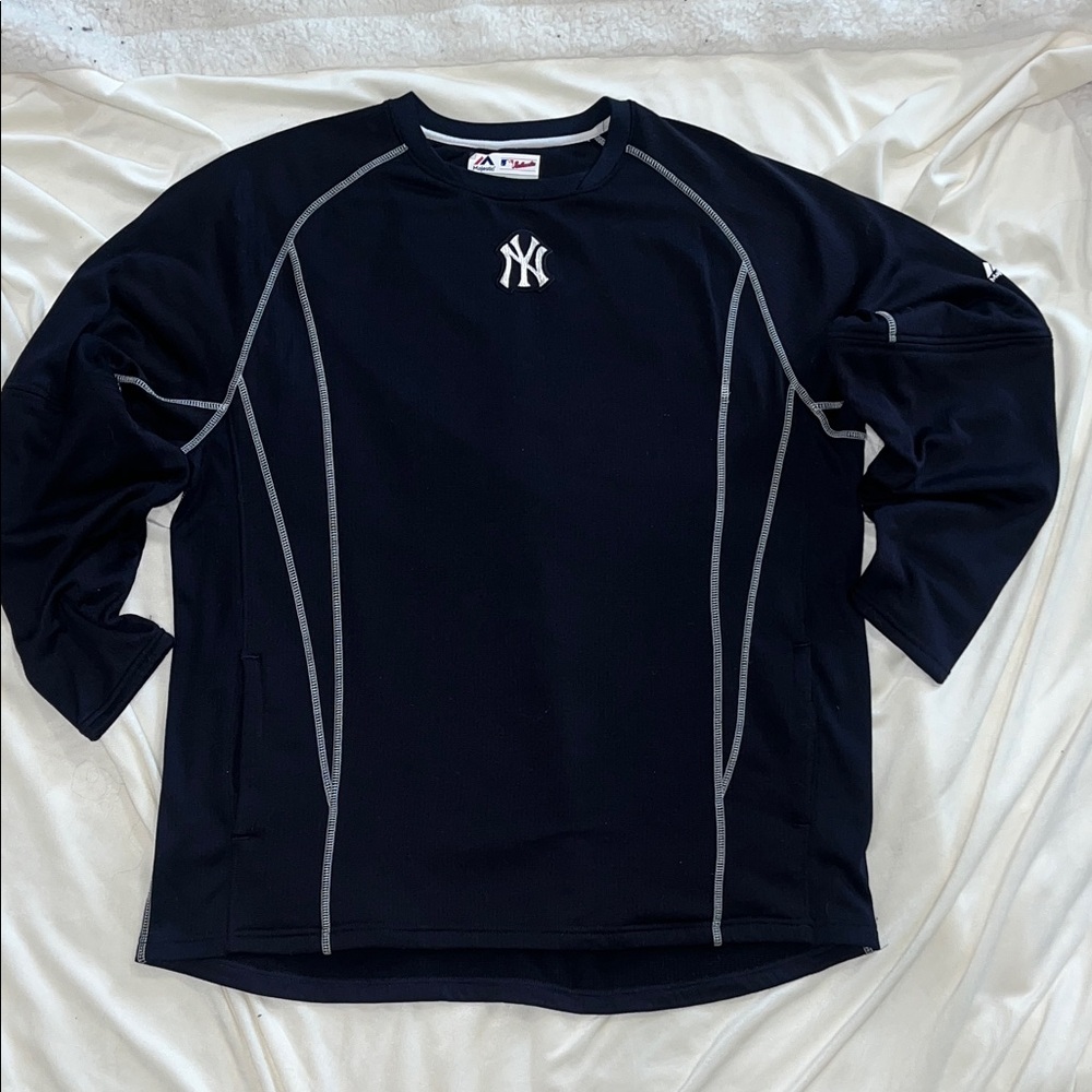 Navy Blue New York Yankees Athletic Pullover with Logo Men's XL